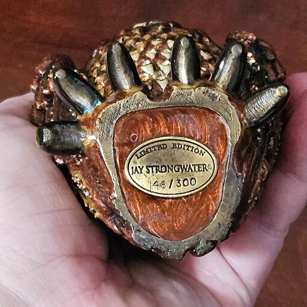 RARE LIMITED EDITION JAY STRONGWATER JUNGLE OWL CRYSTAL ENAMEL FIGURINE OBJET - Picture 9 of 13